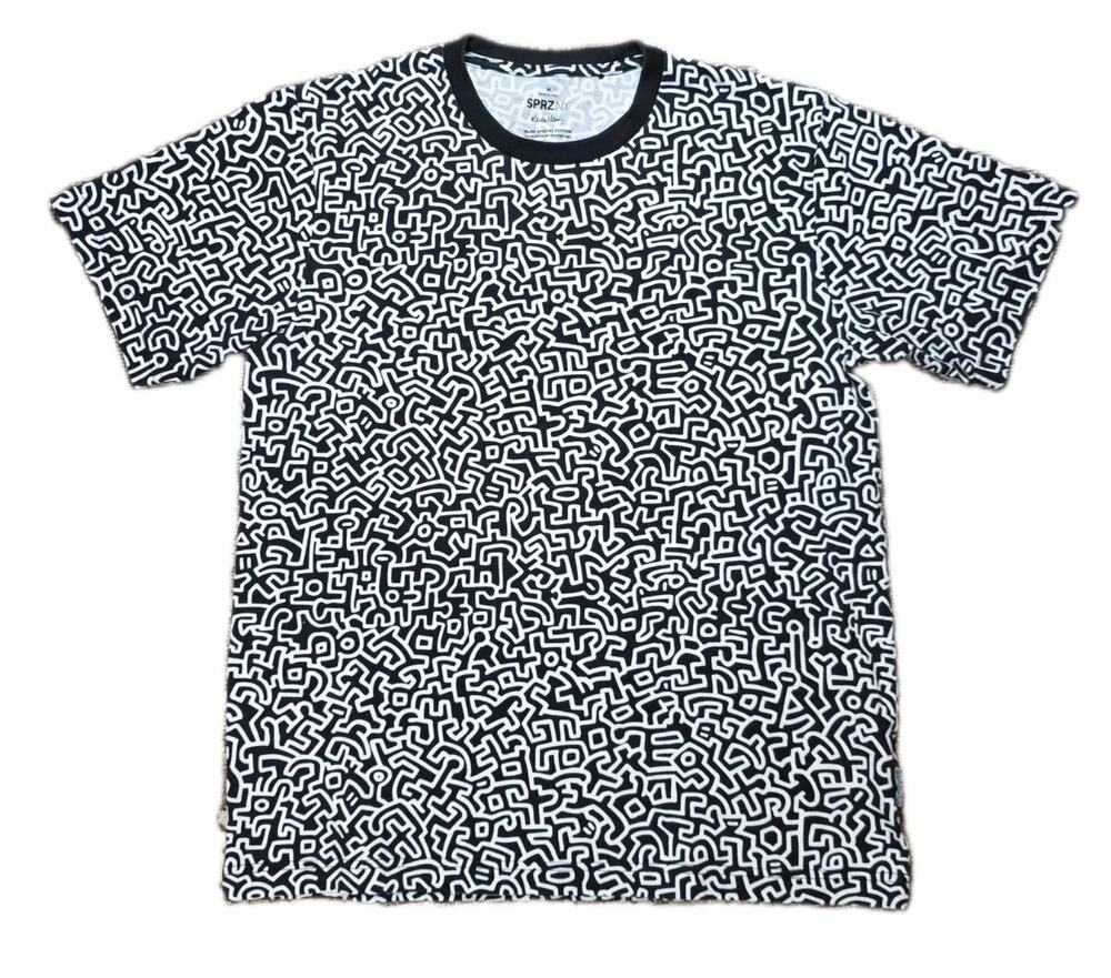 Uniqlo Keith Haring MoMA Special Edition SPRZ NY AOP Graphic Tee Mens M Black